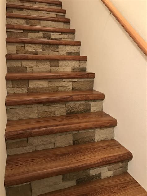 Cap a Tread and airstone stairs. No more carpet! Took about 2 days to complete. | Rustic stairs ...