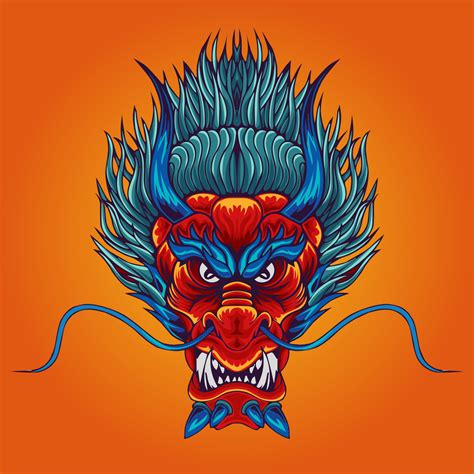 Dragon tattoo head monster mascot design 10814268 Vector Art at Vecteezy