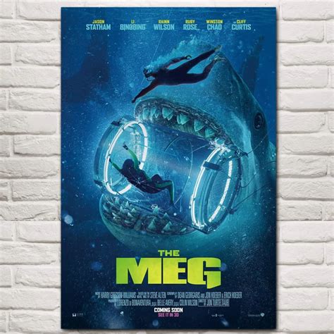 Meg Jaws Shark Horror Jason Statham Film12x18 24x36 Inches Silk Poster Canvas Art Print Home ...