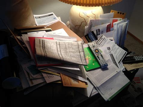 End table covered in junk mail | Read more about my adventur… | Flickr