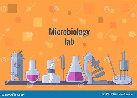 Orange Background Microbiology Instruments Template. Stock Vector - Illustration of graduated ...