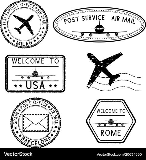 Postmarks and travel stamps Royalty Free Vector Image