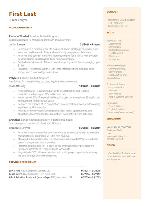 Employment Lawyer Resume Example for 2023 | Resume Worded