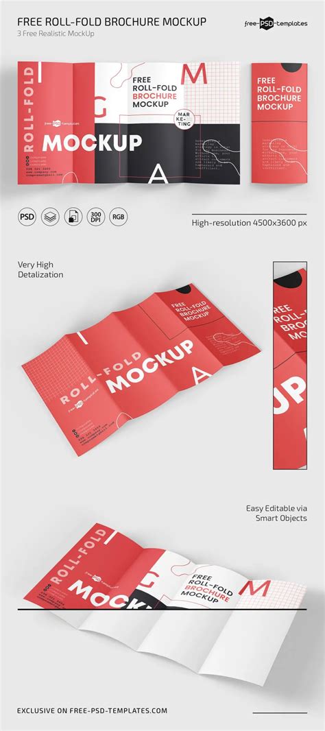 Free Roll Fold Brochure Mockup – CreativeBooster