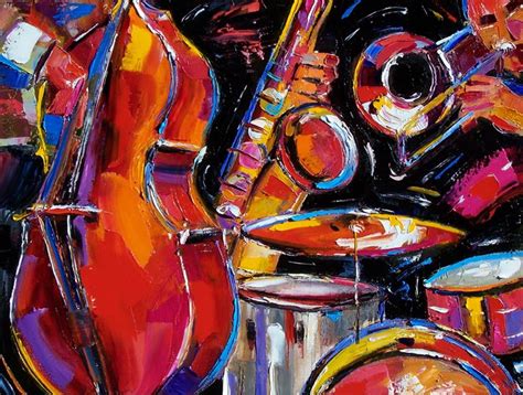 Debra Hurd Original Paintings AND Jazz Art: Abstract Jazz Red music art painting by Debra Hurd