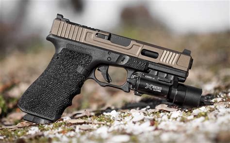 Download wallpapers Glock 19, gun with flashlight, SureFire X300 Ultra, LED WeaponLight, Glock ...