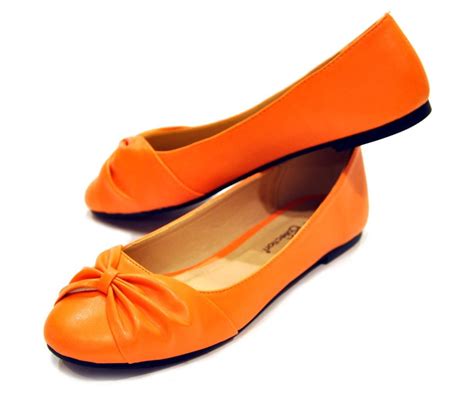 BALLERINA FLAT Orange with Ribbon Women | Ballerina flats, Orange flats ...