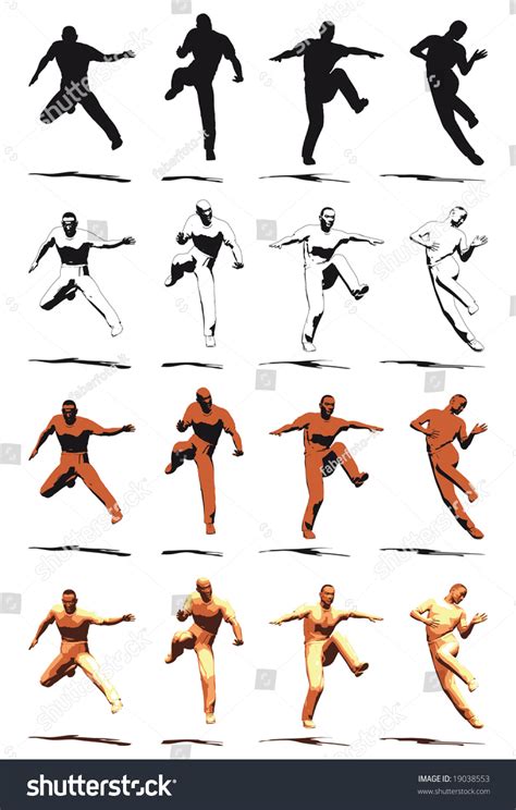 Dancer Jump Silhouette Various Poses Vector Stock Vector (Royalty Free ...