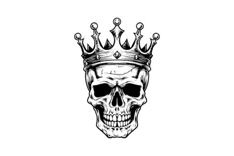 Premium Vector | Human skull in a crown in woodcut style vector engraving sketch illustration ...