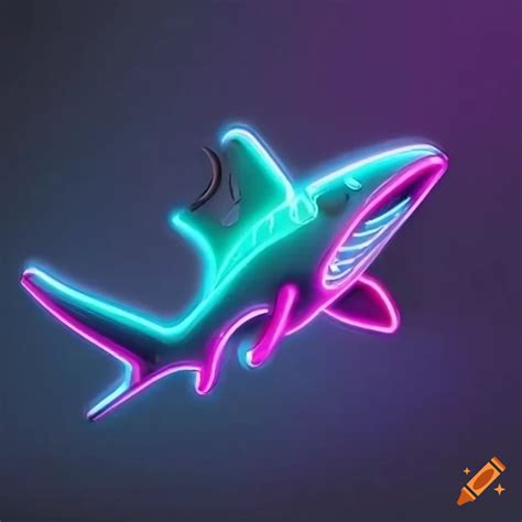 Neon shark and electric keyboard gaming logo
