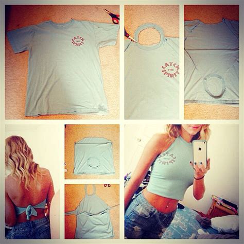 DIY t-shirt to halter crop top in just a few snips. Fun look for summer ...