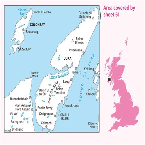 OS Map of Jura & Colonsay | Landranger 61 Map | Ordnance Survey Shop