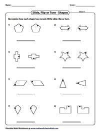 Slide, Flip and Turn Worksheets