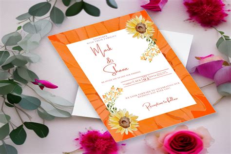 Sunflower Wedding Invitation Card Design - MasterBundles