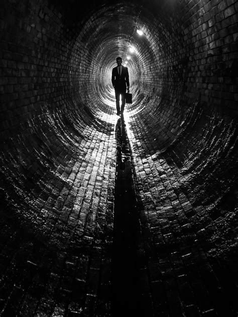 Free Images : light, black and white, street, night, tunnel, line, reflection, darkness, circle ...