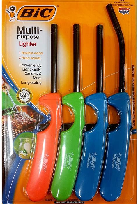 Multi-Purpose Lighter – 4 Lighter Value Pack with 1 Flexible Wand and 3 ...