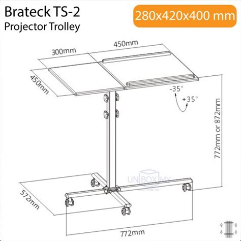 Brateck TS-2 Projector Laptop Trolley | UNBOX.MY