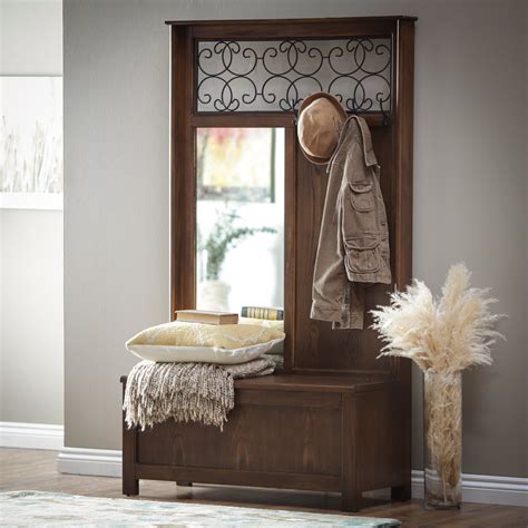 Hall Tree Bench With Mirror - BANCH SDT