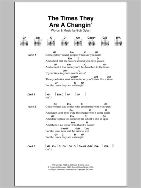 The Times They Are A-Changin' | Sheet Music Direct