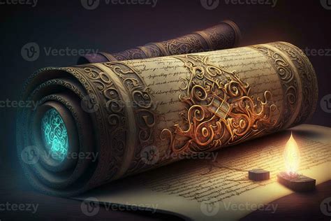 Library of magic. Old scroll Medieval manuscripts library illustration 23960792 Stock Photo at ...