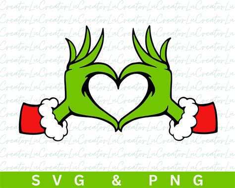 Grinch Heart Hands Dr. Seuss Christmas SVG & PNG Digital - Etsy Canada