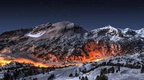 ice, Mountains, Landscapes, Snow, Night, Fire, Deviantart, High, Definition, Hdr, Photography ...