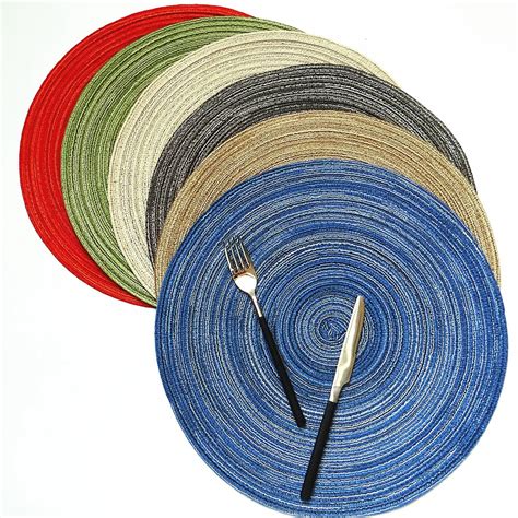 1pc Home Table Decorations Colorful Placemat Heat Resistant Table Mat Pad Cotton Yarn Dia36cm-in ...