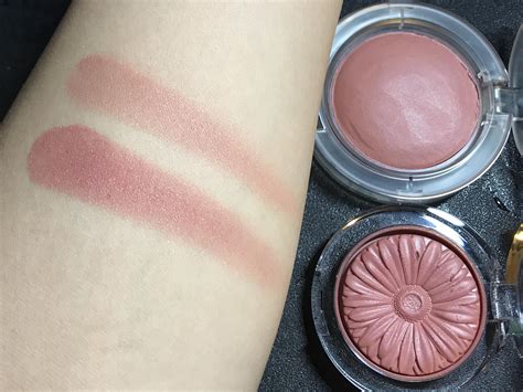 MAC Glow Play Blush in Blush Please swatched next to Clinique Cheek Pop in Black Honey Pop : r ...