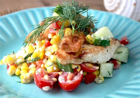 Porgy with Roasted Corn & Tomato Salad | My Delicious Blog