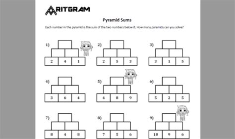 Number Pyramids | Printable Worksheets | Easy to Genious