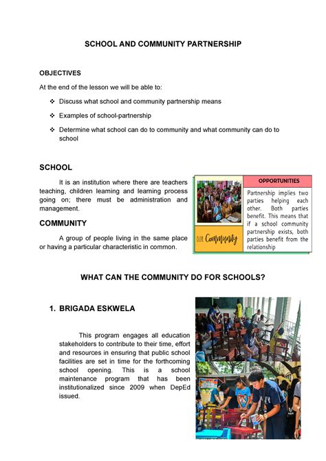 School AND Community Partnership - SCHOOL AND COMMUNITY PARTNERSHIP ...