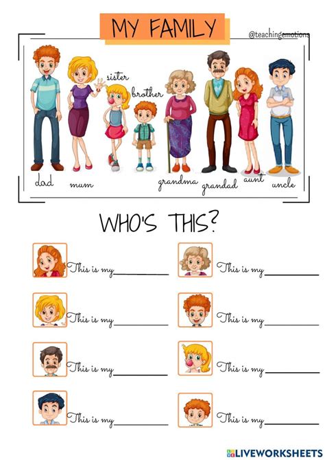 My family. Vocabulary worksheet | Grammar for kids, English for ...