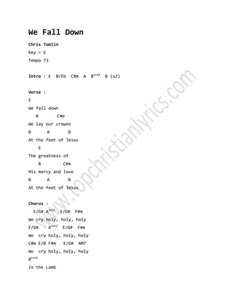 We Fall Down chords Ã¢Â€Â“ Chris Tomlin - Christian Lyrics