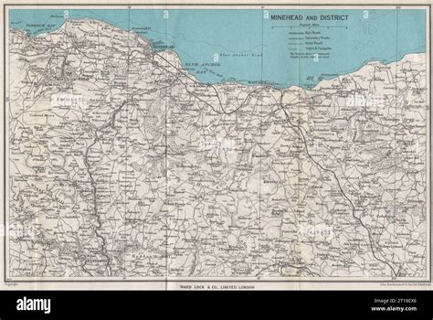 MINEHEAD environs. Exmoor Dunster Dulverton Watchet Somerset. WARD LOCK 1954 map Stock Photo - Alamy