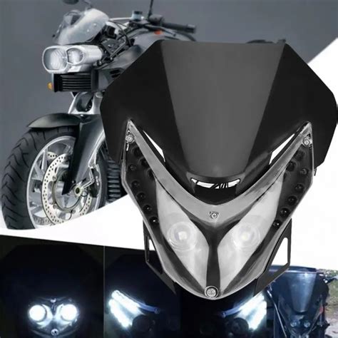 Universal Motorcycle Headlight DC 12V 10W Dirtbike Motorcycle LED Headlight Sport Custom Fairing ...