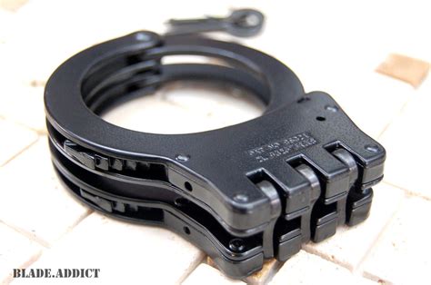 Professional Double Lock Black Steel Hinged Police Handcuffs w/ Keys Real EDC - MEGAKNIFE