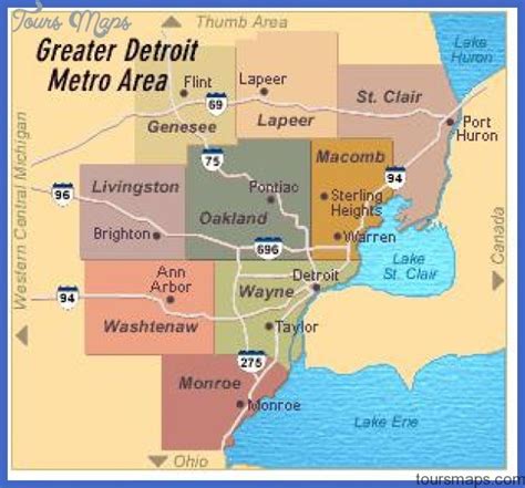 Detroit Metro Map - ToursMaps.com