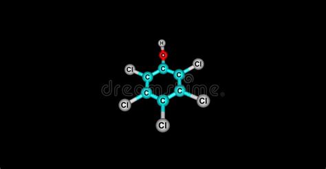 Pentachlorophenol Molecular Structure Isolated on Black Stock Illustration - Illustration of ...