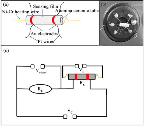 Graphic explanation of gas sensing device, ((a), (b)) the gas sensor ...