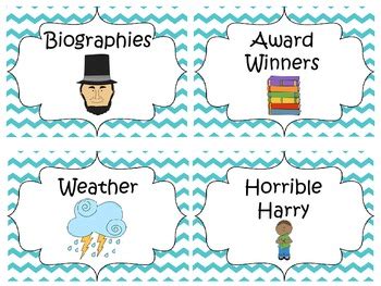 Classroom Library Labels {Teal Chevron} by Jennifer Ferrante | TpT