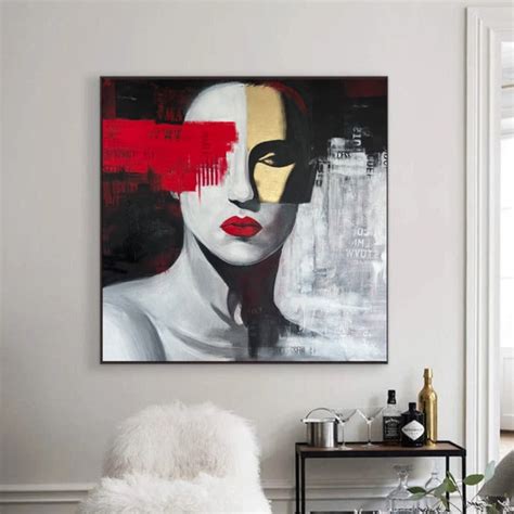 Original Woman Oil Painting Black and White Abstract Female Wall Art R | Trend Gallery Art Great ...