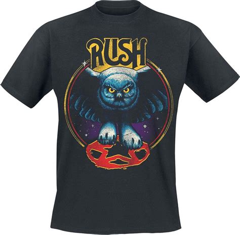 RUSH Owl Star Men T-Shirt Black XXL, 100% Cotton, Regular: Amazon.co.uk: Clothing