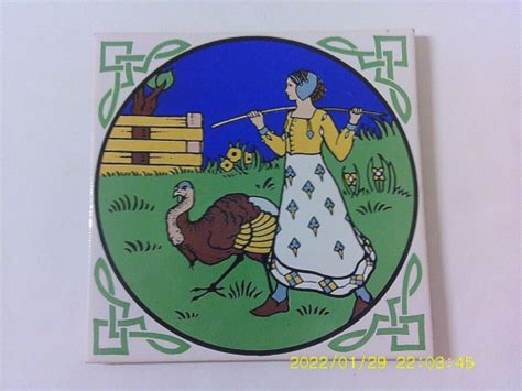Harrods food halls tile farm girl + turkey 6"x6" | eBay