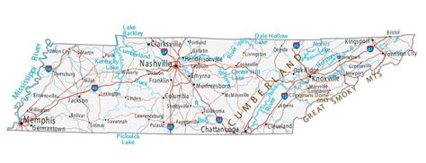 Map of Tennessee - Cities and Roads - GIS Geography