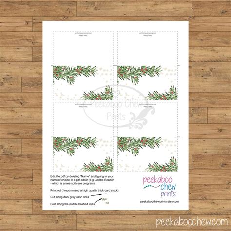 Printable Christmas Dinner Place Cards Digital Instant | Etsy