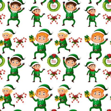 Free Vector | Christmas elf seamless background