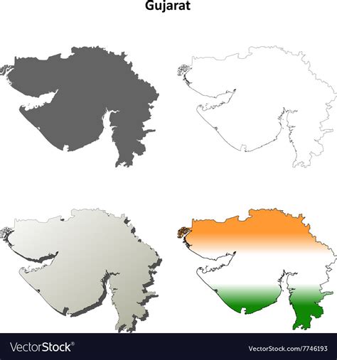 Gujarat blank detailed outline map set Royalty Free Vector