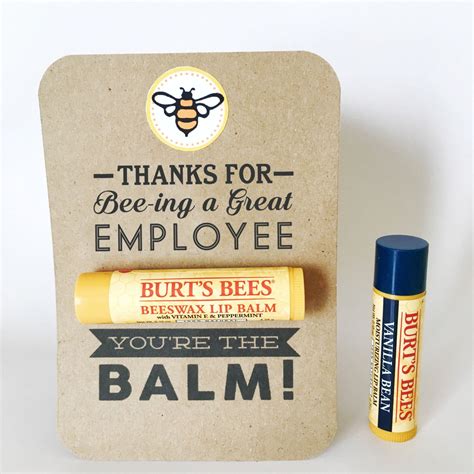 EMPLOYEE APPRECIATION Gift- You're the Balm Chapstick Thank You Cards with Instant PDF Download ...