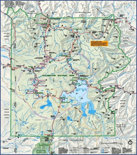 Yellowstone Hiking Map - ToursMaps.com