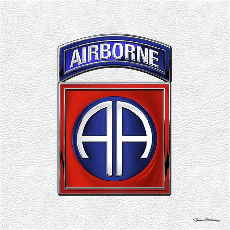 82nd Airborne Division - 82 A B N Insignia over White Leather Digital ...